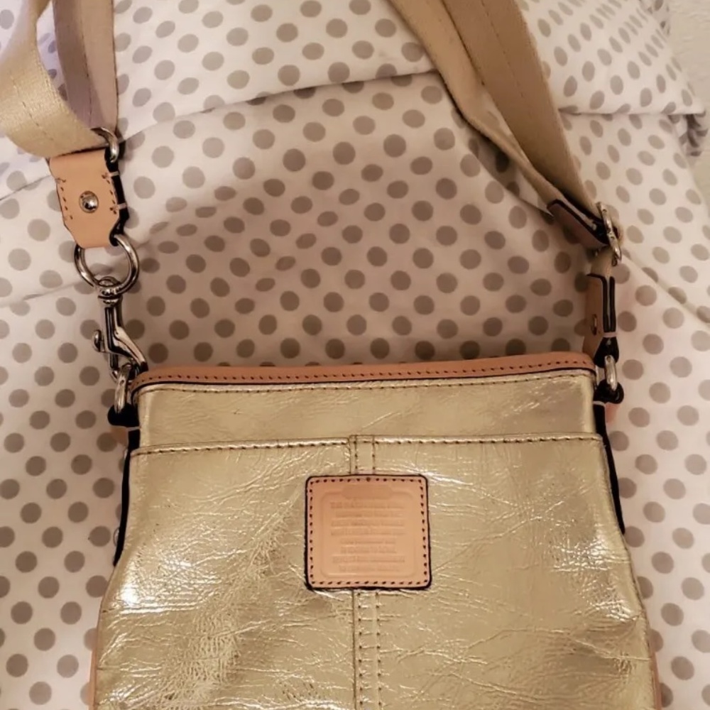 Gold Coach Crossbody Clutch Purse